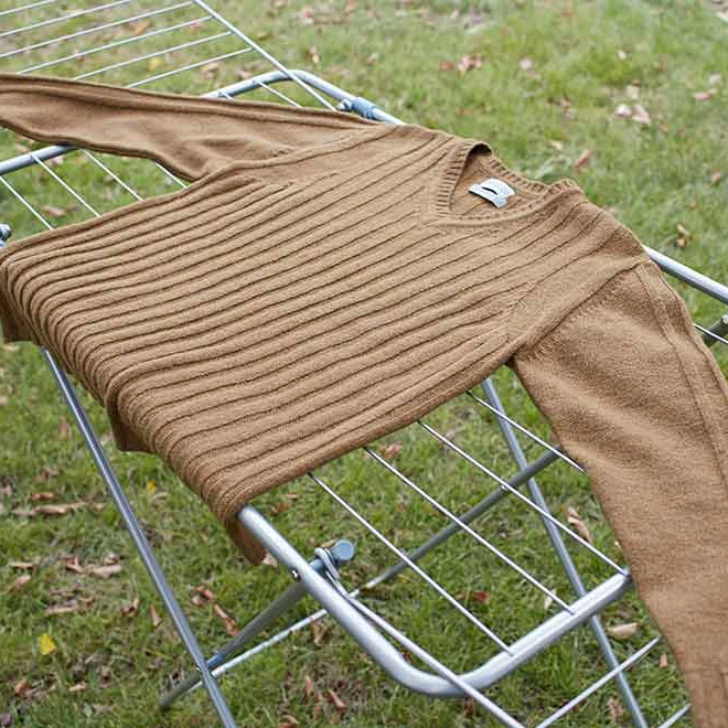 Wool sweater drying